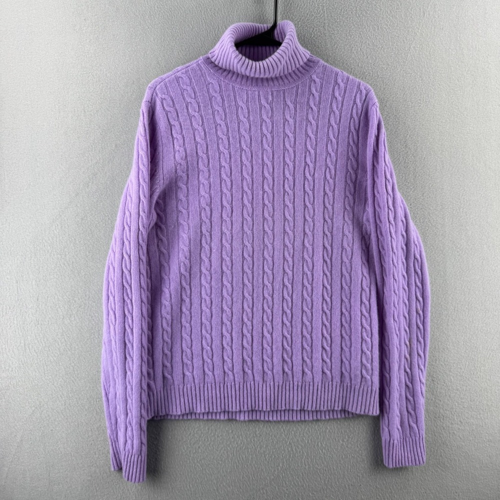 Lauren Ralph Lauren Sweater Womens Medium Cashmere Cable Knit Turtleneck Vintage